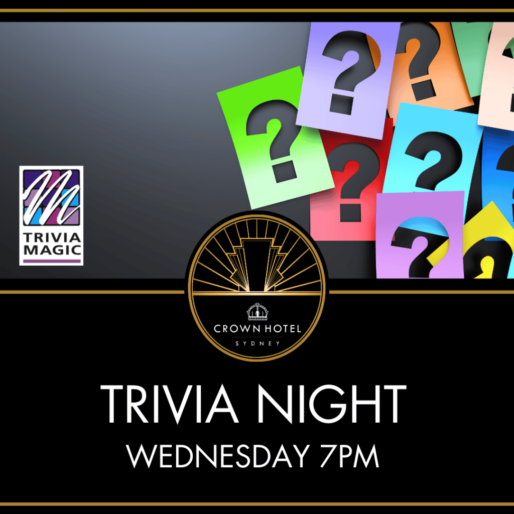 Promotional image for trivia nights on Wednesdays starting at 7pm